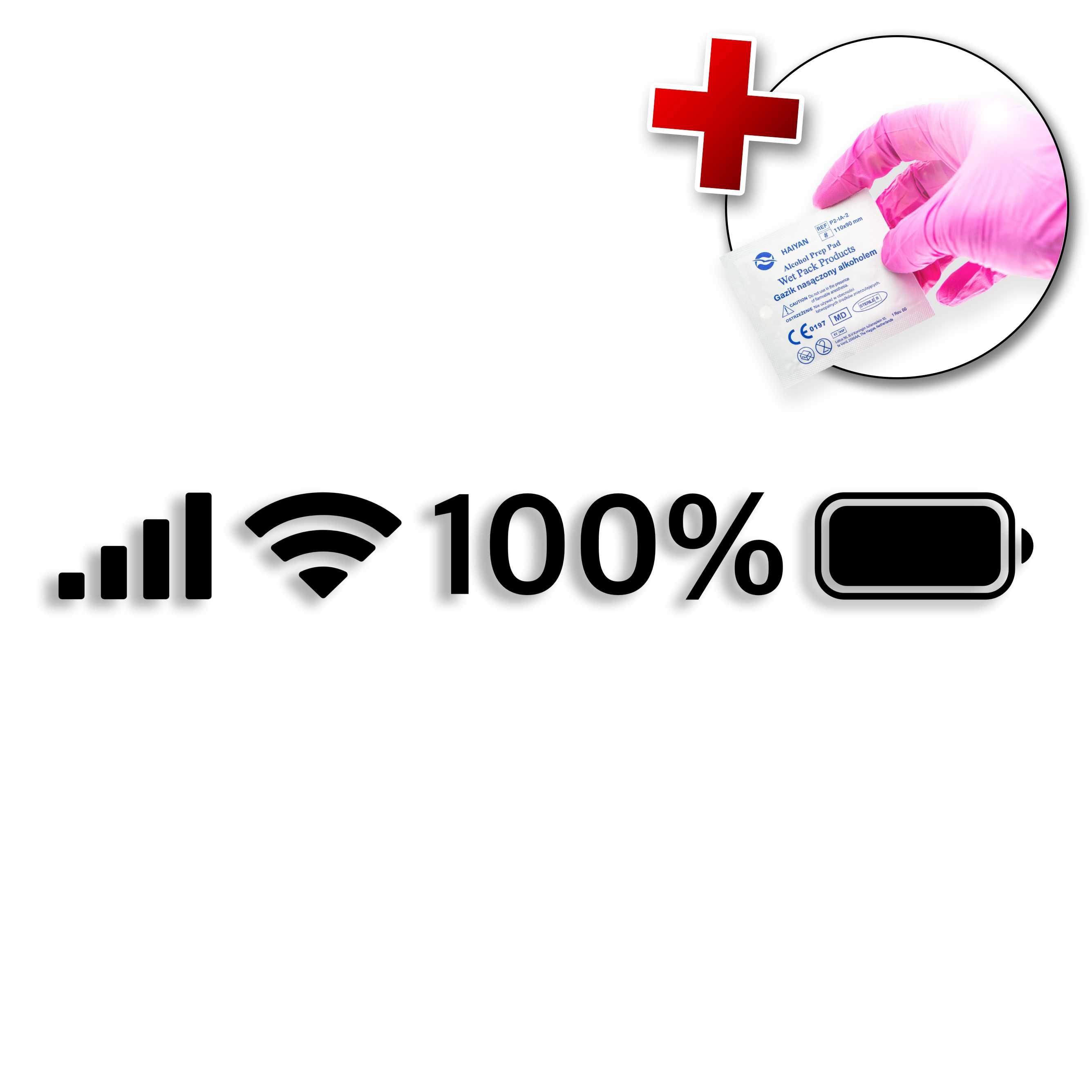 Naklejka BATERIA ZASIĘG WIFI na samochód, lusterko, kask, szybę