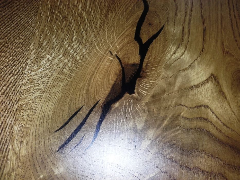 plaster stół blat drewniany dąb stolik industrial szkło żywica wood
