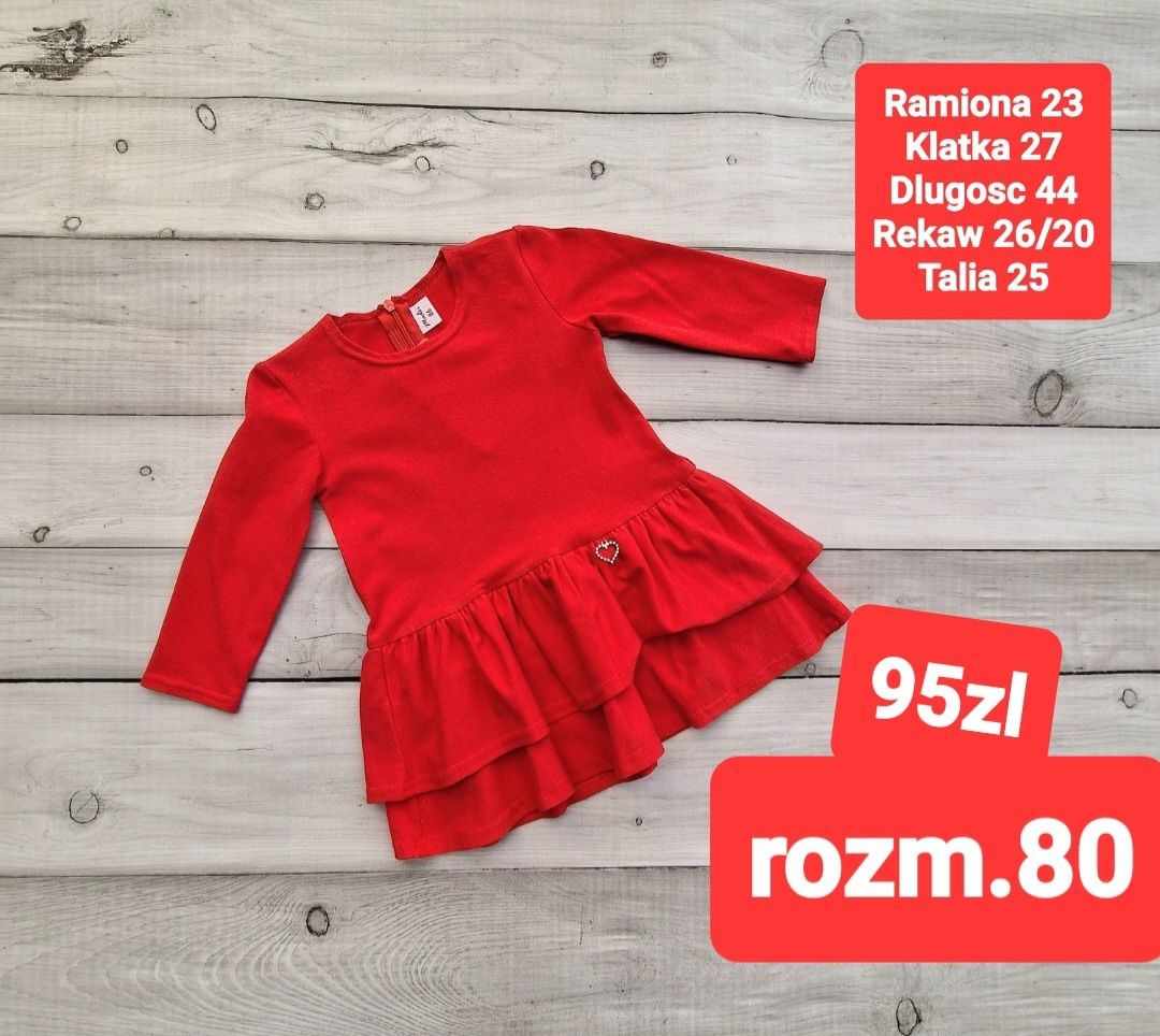 Śliczna sukienka bawełna falbanki 80,86,92,98,104