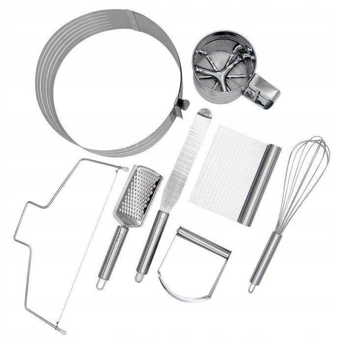 zestaw do pieczenia ciasta tortu stalowy 8el.