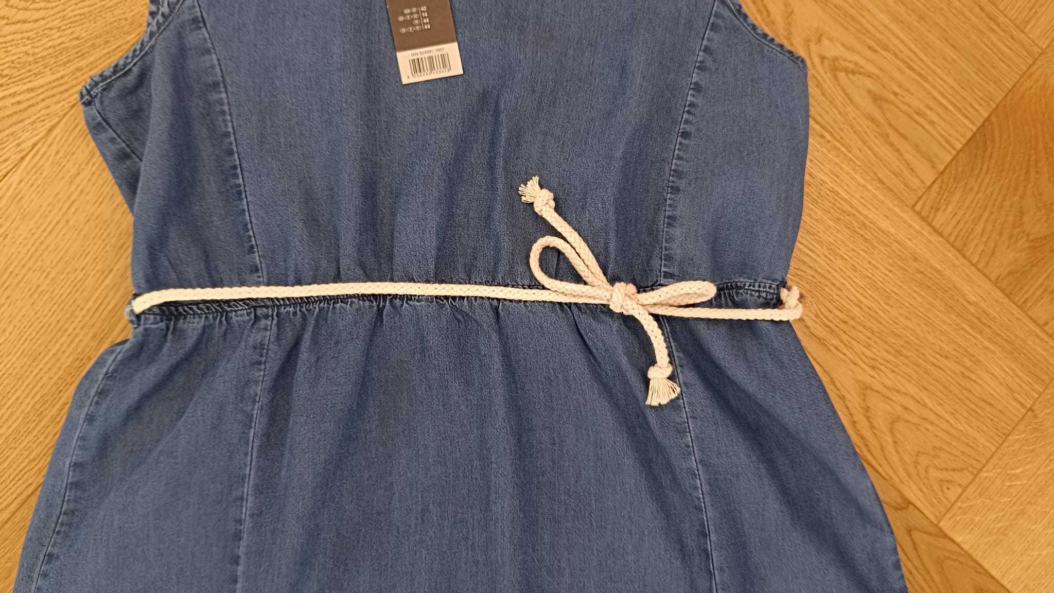 Nowa sukienka maxi długa 42 XL bez rękawów TENCEL jeans