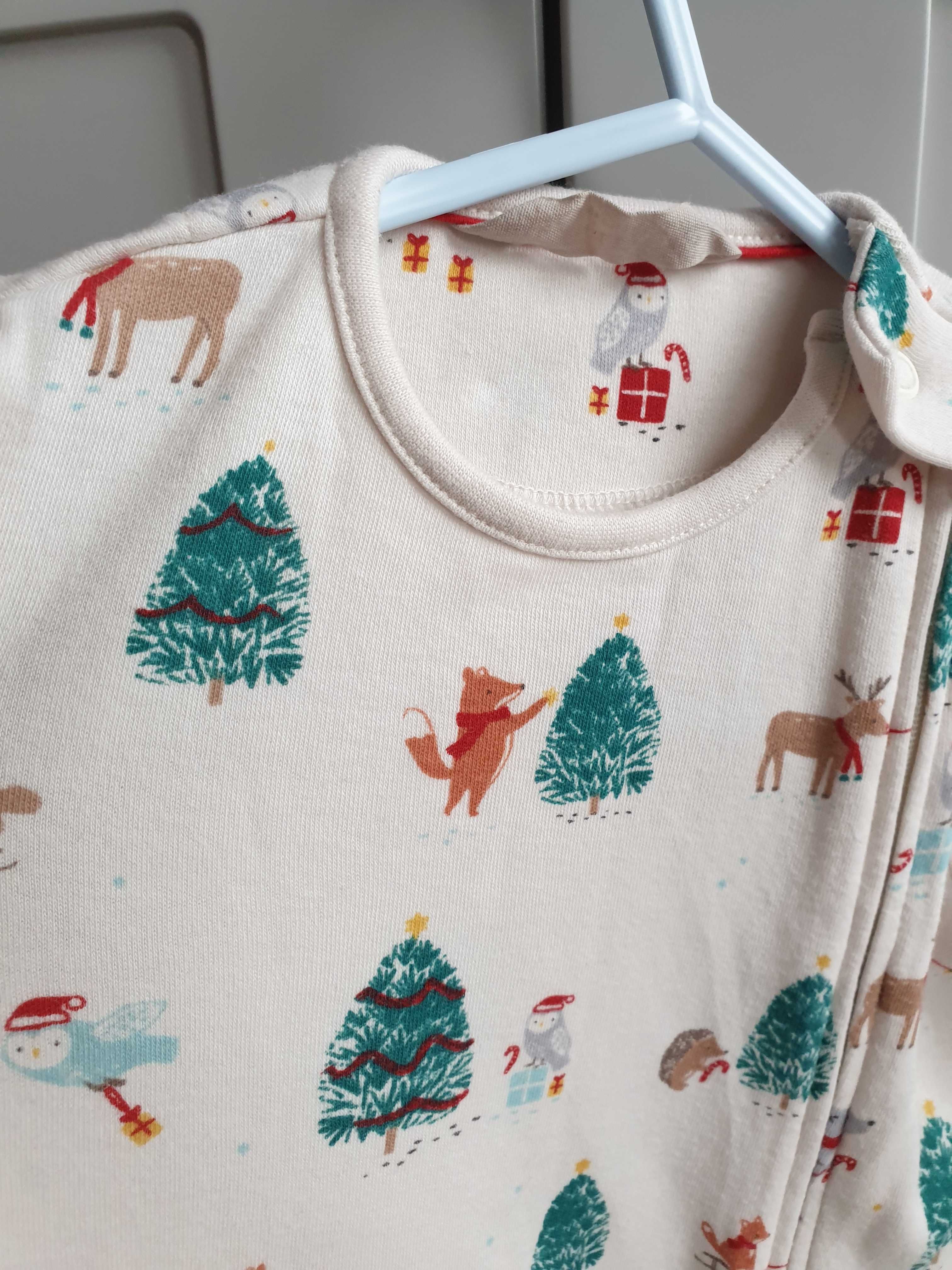Świąteczne śpioszki piżama śpiochy białe 62 68 John Lewis