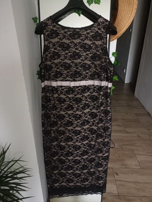Elegancka zjawiskowa sukienka koronkowa na okazje + bolerko 46