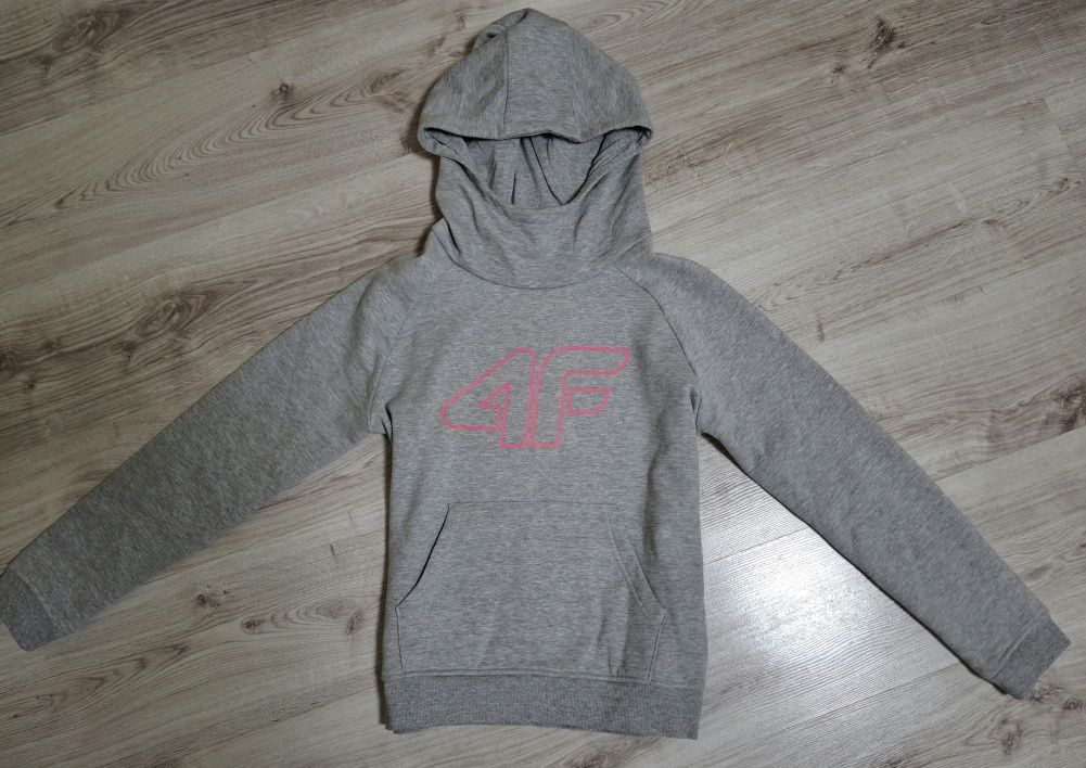 4F J.Nowa Bluza Dziewczęca 4F! Szara! Kaptur! Duże Logo 4F! Roz.158!