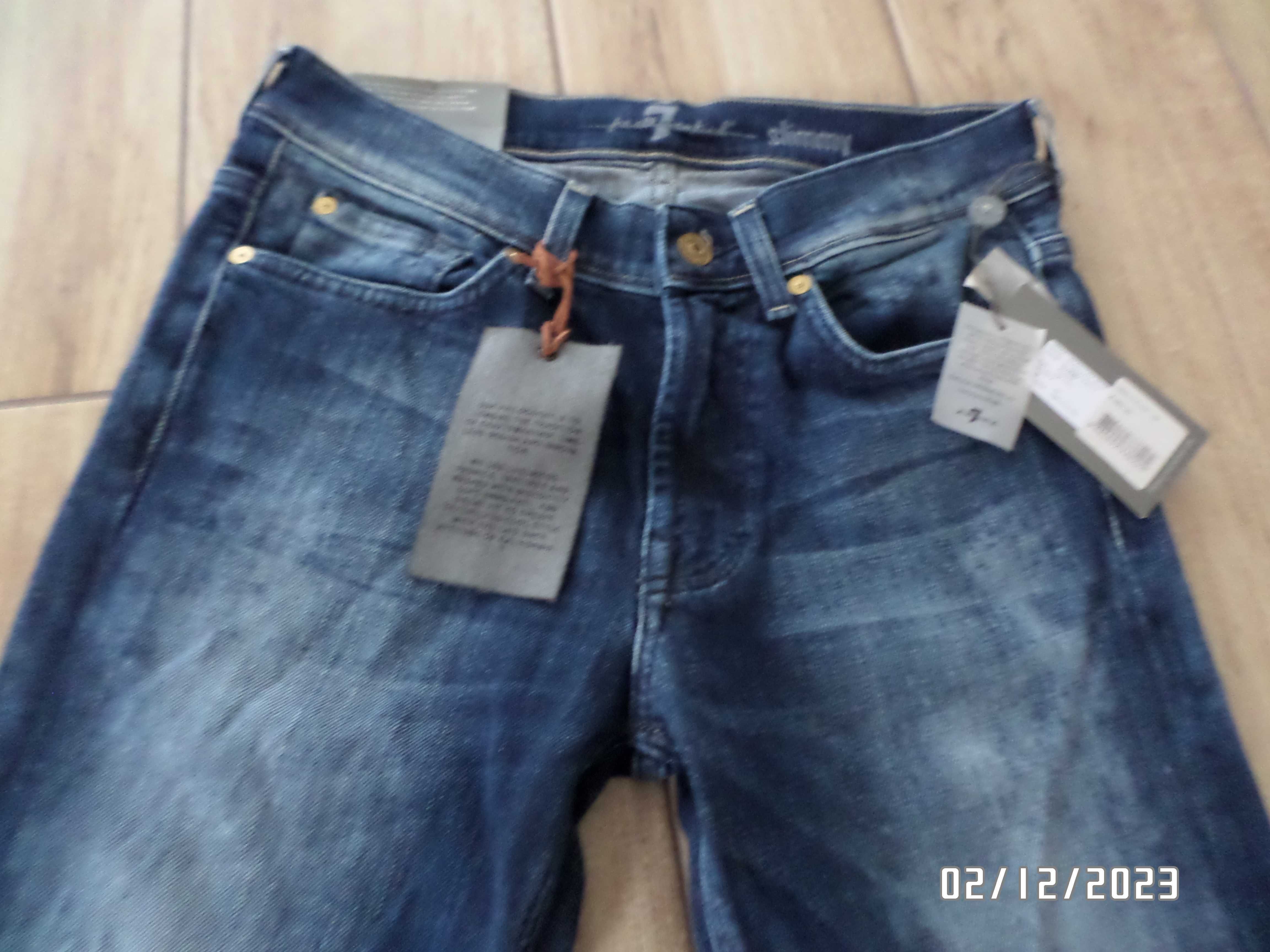 firmowe spodnie jeans-29/34-M/L-7 For All Mankind -Slimy-elastyczne