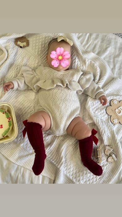 В'язаний бодік з воланчиками 3-6 місяців