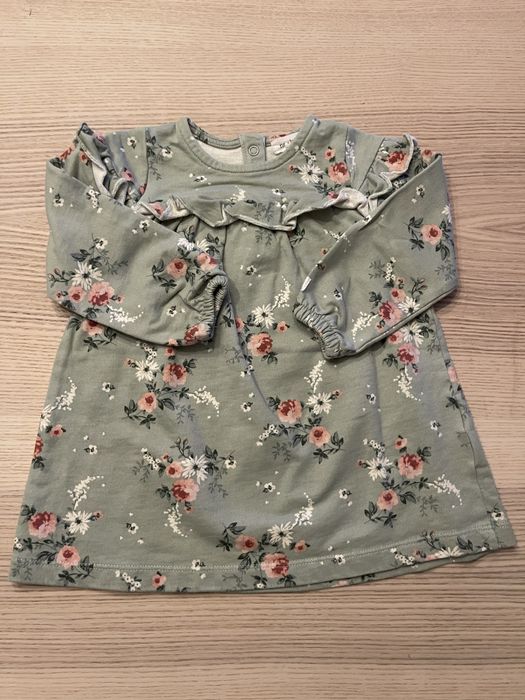 NEWBIE sukienka długi rekaw roz 9-12m, roz 80cm/ dziewczynka