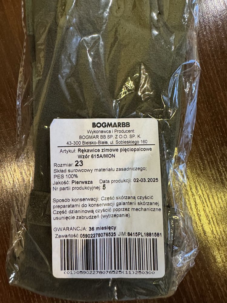 Rozmiar 23 Rekawice pieciopalcowe zimowe wzor 615A/MON ROZMIAR 23