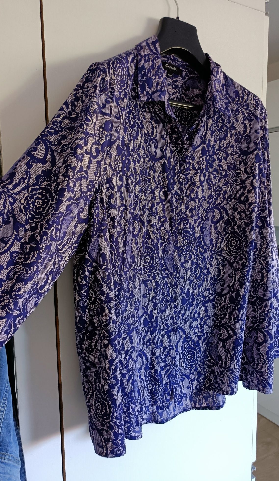 Piękna koszula bakłażan, fiolet r. 54 dla większej Pani