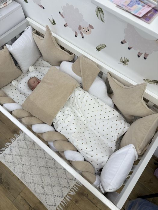 Бортики комплект постільне в ліжечко конверт коса