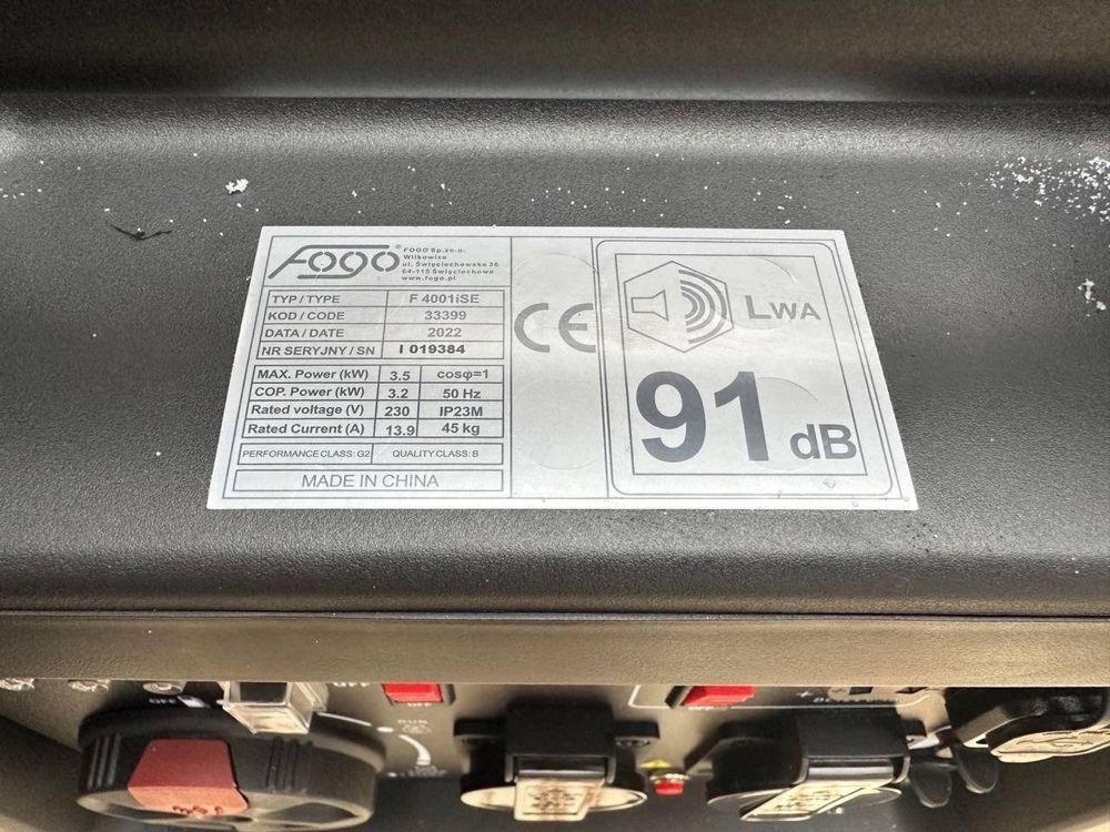 Бензиновий генератор FOGO F4001 ISE 2,3 кВт однофазний, двигун Rato210