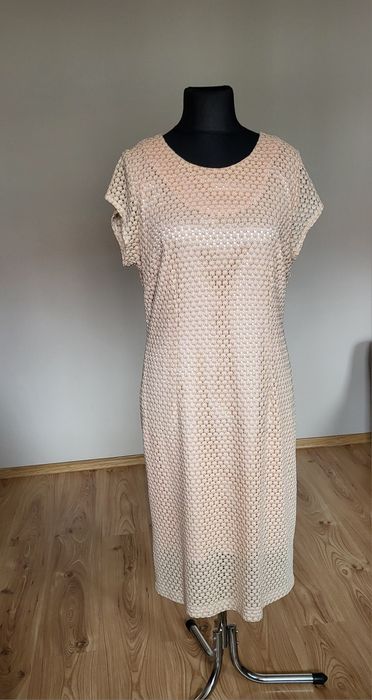 Elegancka sukienka, koronkowa, brokat, 50