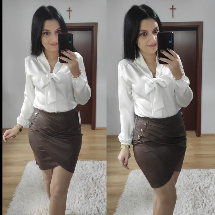 Spódnica krótka eko skóra czekoladowa