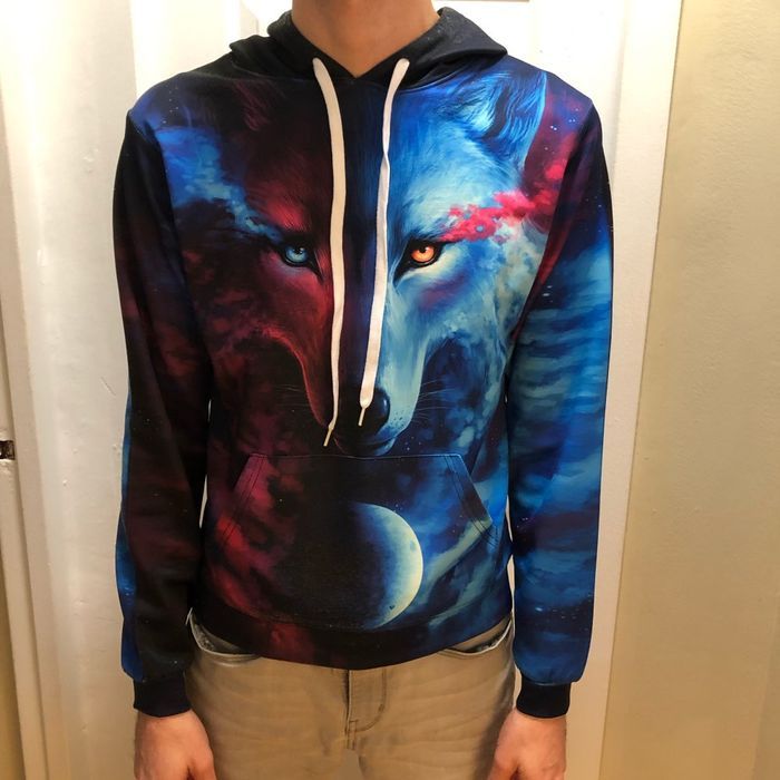Męska Bluza z Kapturem WILK, Motyw WILKA Nadruk 3D - XL