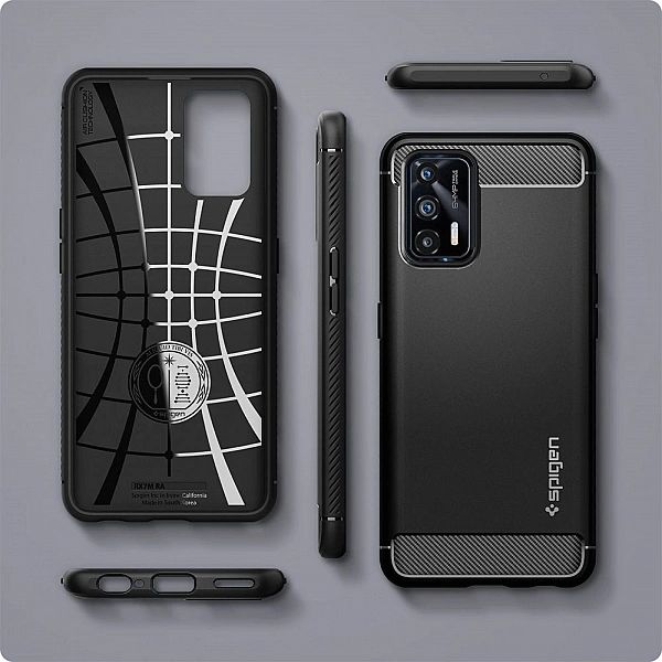 Etui Spigen Rugged Armor Matte Black + Szkło Płaskie do Realme Gt 5g