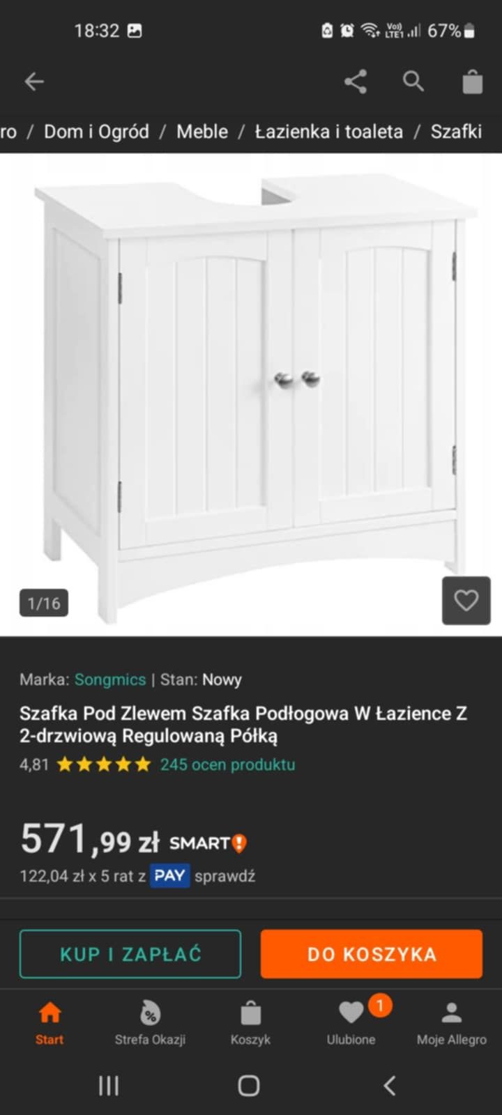 Szafka pod umywalkę + Szafka wisząca
