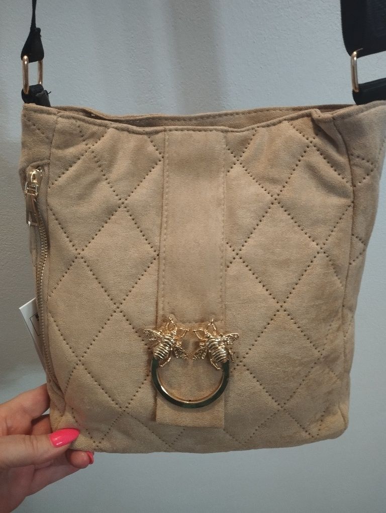 Nowa torba na ramię w kolorze khaki z marki M&M BAGS.