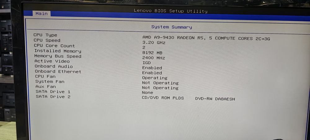 Комп'ютер Lenovo 90G9/AMD A9-9430/RAM 8Gb DDR4/HDD No/БЖ No