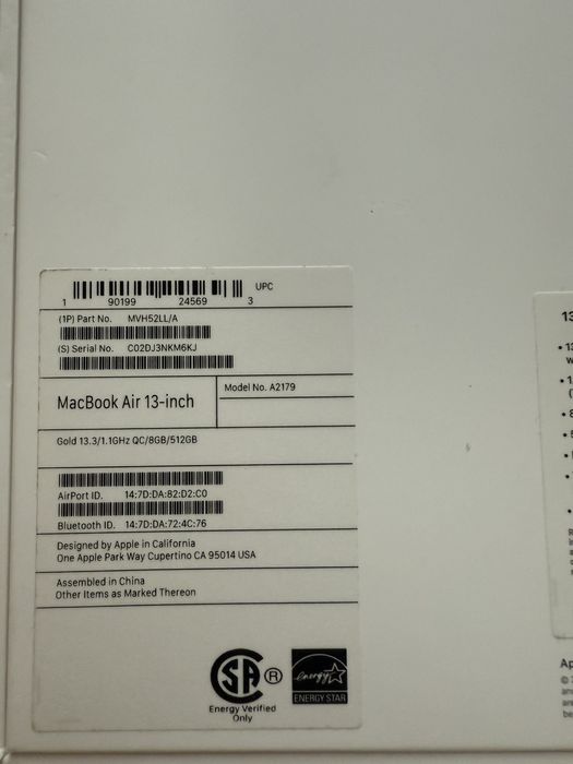 MacBook Air 13 Retina 2020 M1 | 8gb Ram | SSD 512gb gold