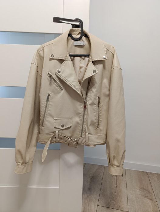 Kurtka damska ramoneska Reserved XS 34 kremowa oversize