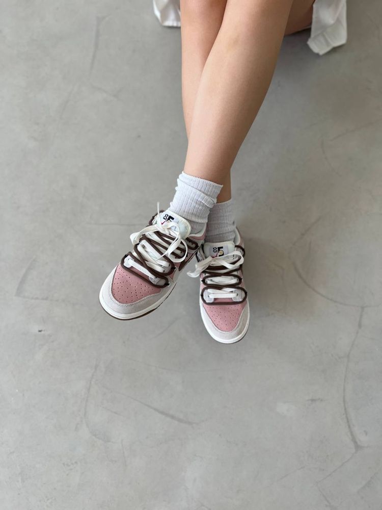 Кросівки NIke SB DUnk Low Off-White Grey Brown Pink 36-41