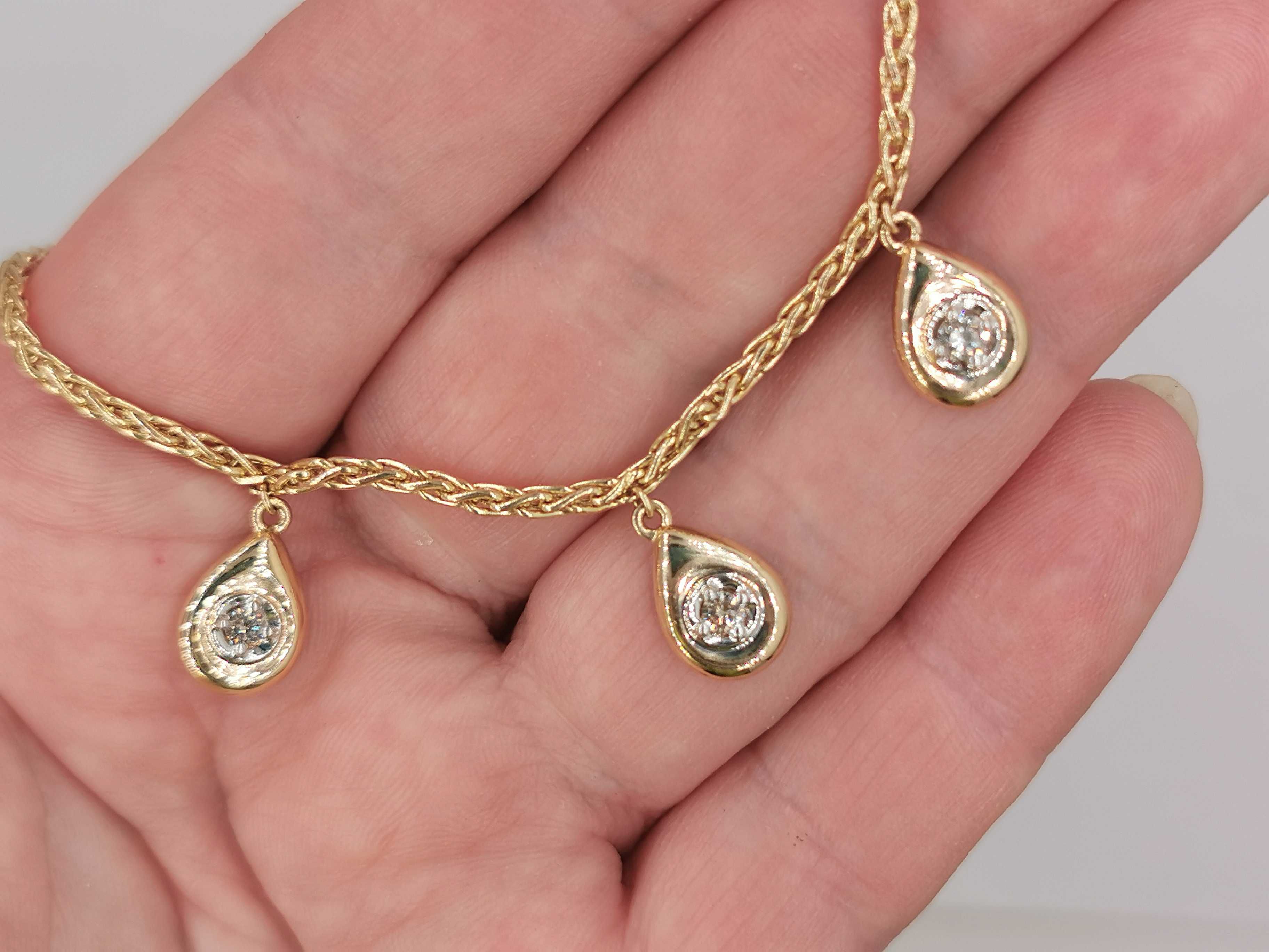 naszyjnik złoto 14K 585 diamenty brylanty 0,26 ct 6,73 g certyfikat