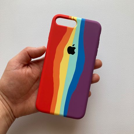 Чехол Silicone case на iPhone 7 Plus 8 Plus rainbow радуга