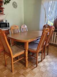 Stół dębowy i 6 krzeseł 140x80 180 x80