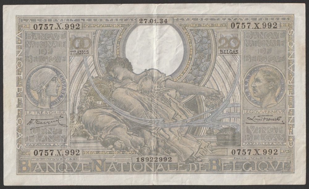 Belgia 100 franków 1934