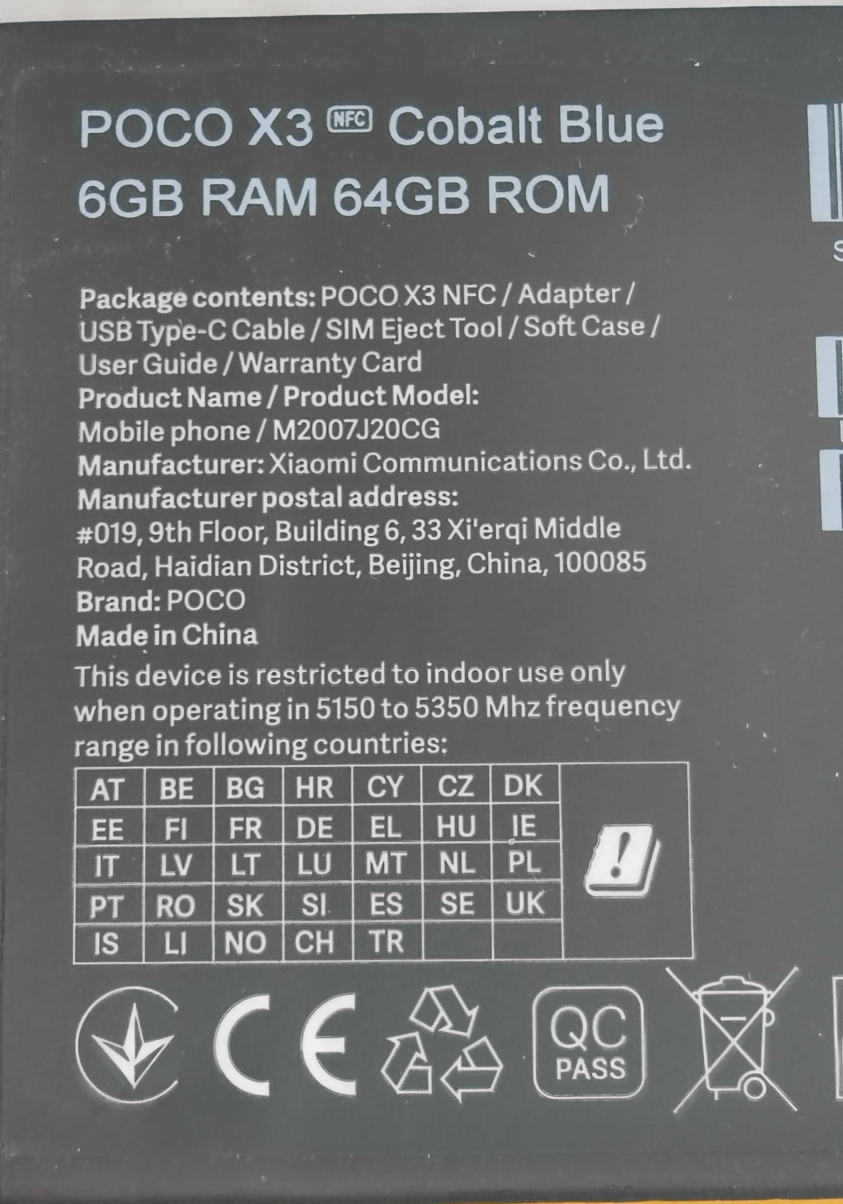 Xiaomi POCO X3 NFC 6/64 niebieski, jak nowy.
