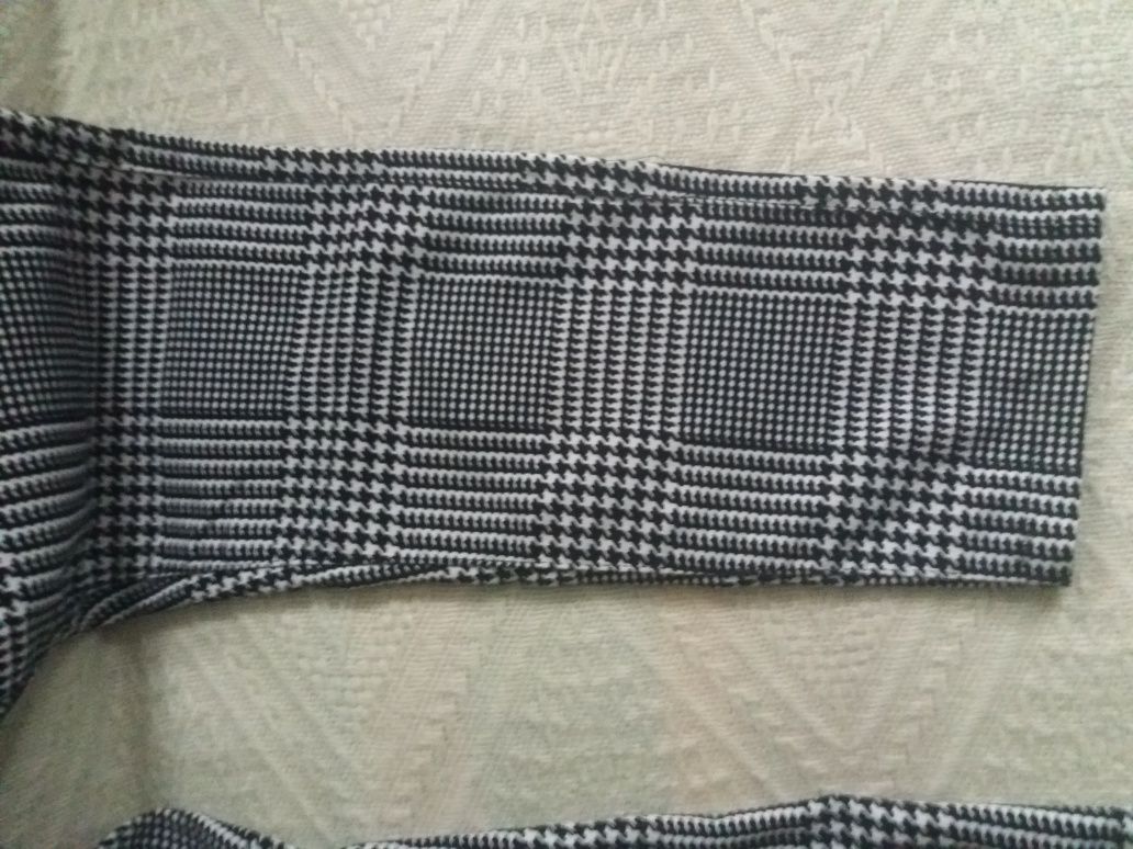 Eleganckie spodnie damskie cygaretki Esmara pepitka czarno-białe 42 XL