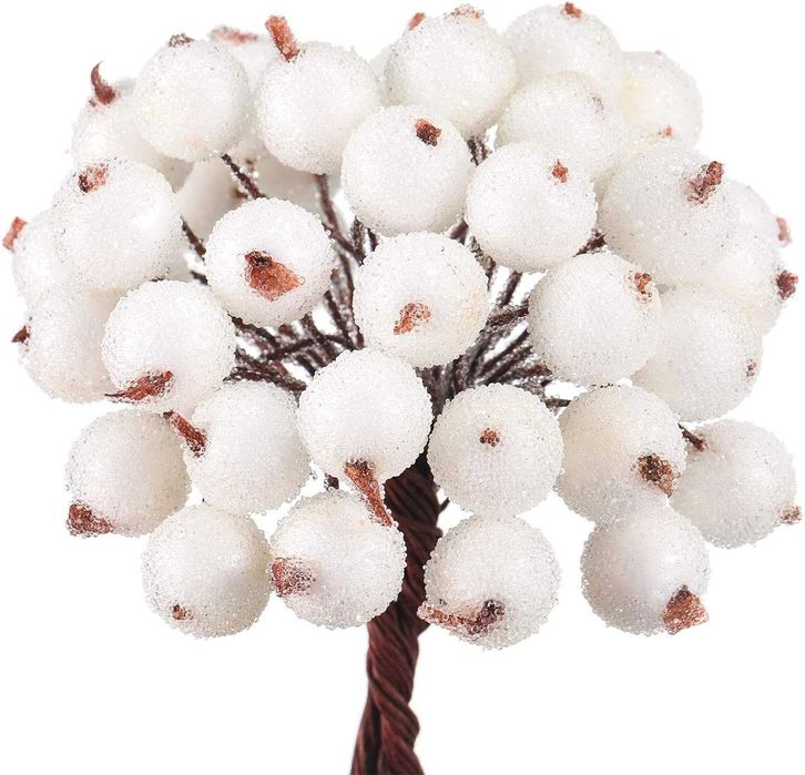 200 szt. sztuczne owoce jagody ozdoby świąteczne DIY białe