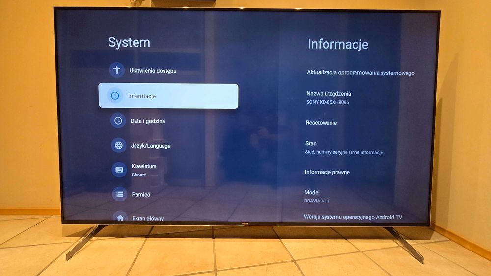 Telewizor Sony Bravia 85 cali KD85XH9096 FullArrayLED 4K HDR AndroidTV