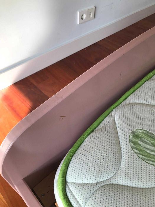 Cama individual 0,90 x 1,90 rosa de design nórdico