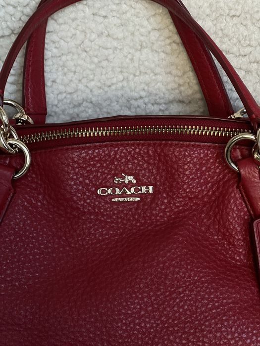 Сумка красная кожа COACH KELSEY SATCHEL