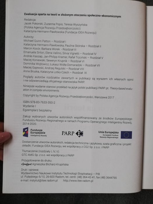 Publikacja - ewaluacją oparta na teorii w złożonym otoczeniu społ-ekon