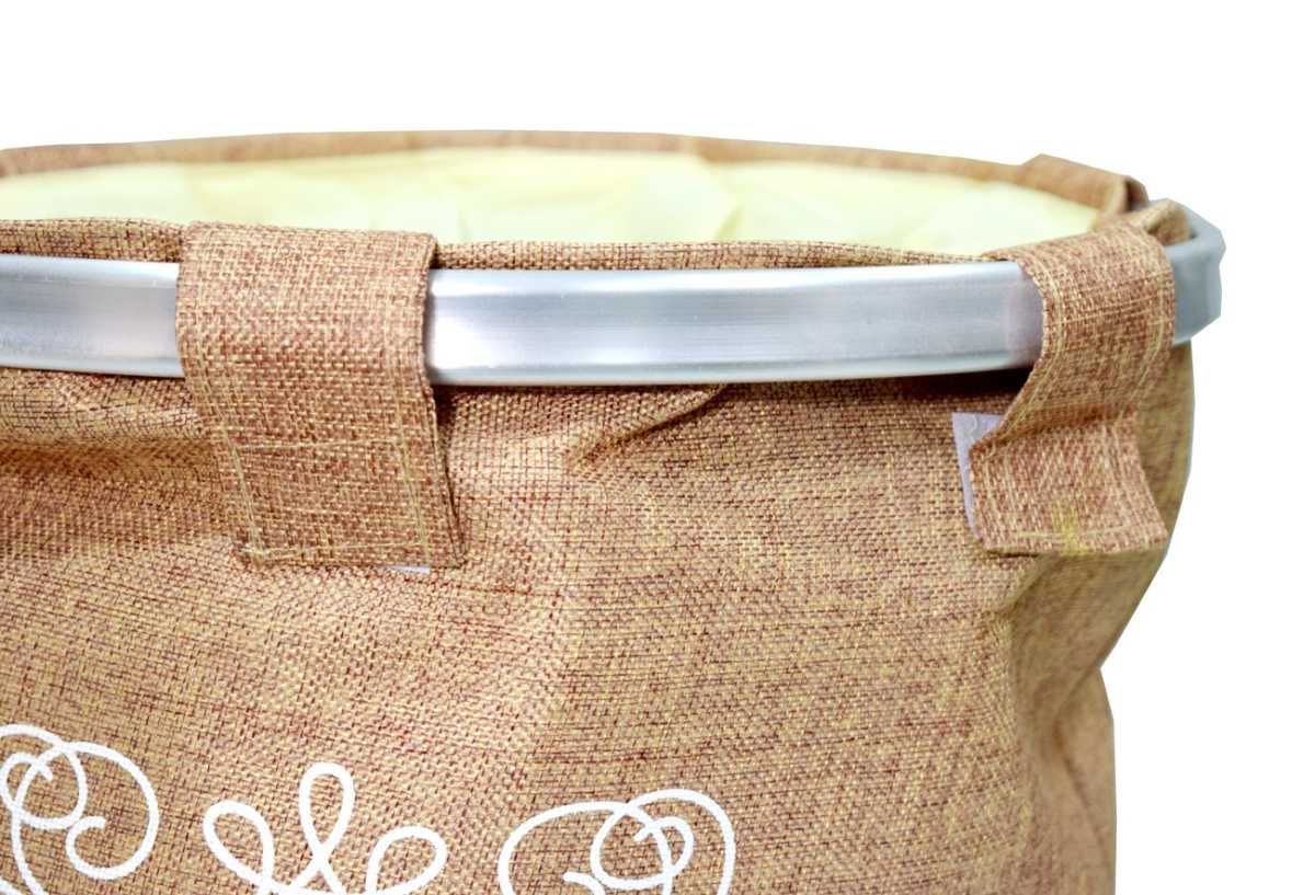 Kosz worek na pranie bieliznę materiałowy beżowy 70L