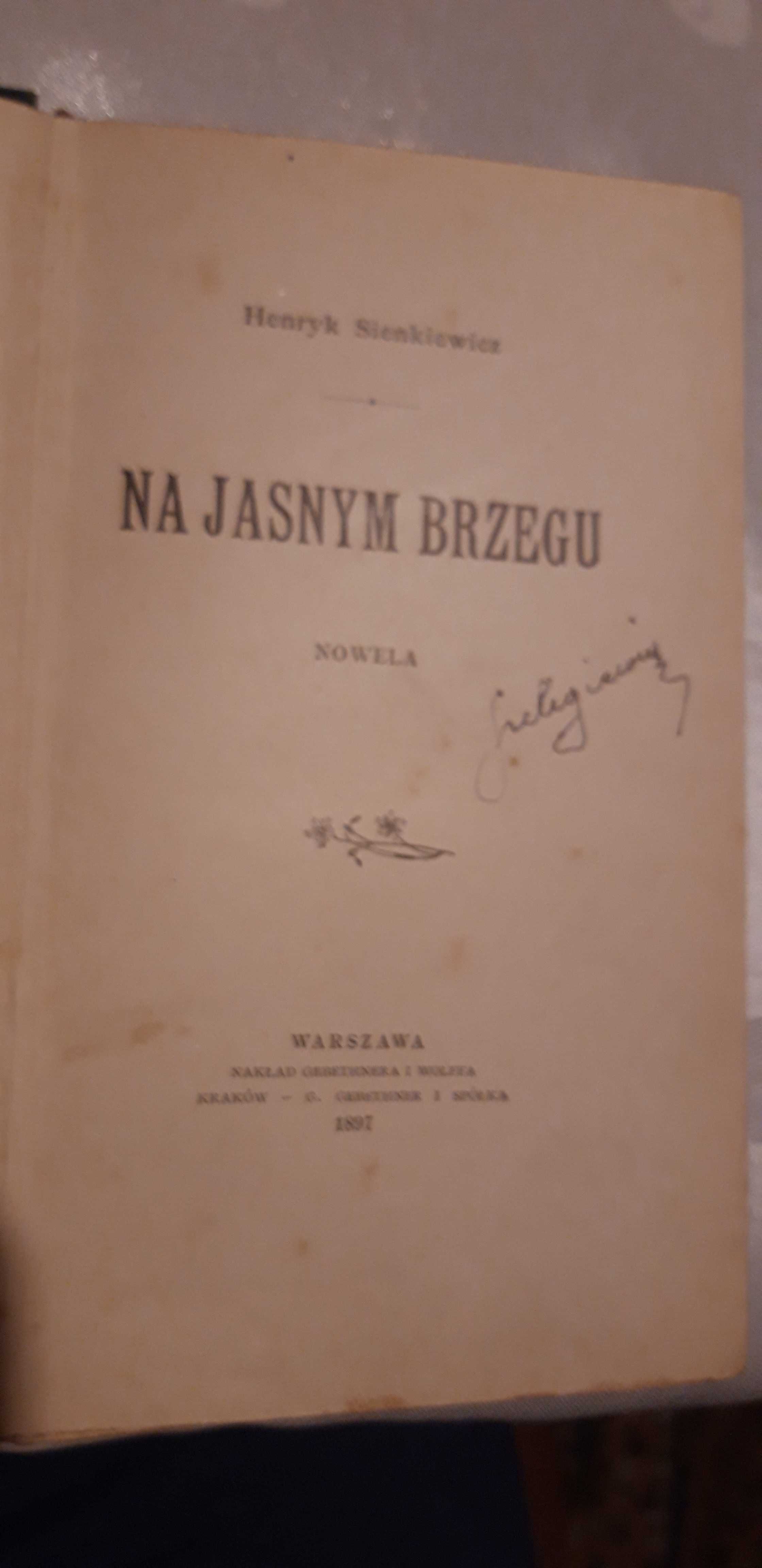 Na Jasnym Brzegu. Nowela -H. Sienkiewicz- W-wa 1897,opr.,Pierwodruk