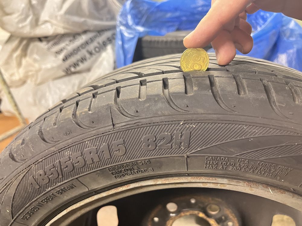 2 колеса 185/55 r15 та 4 сталеві диска