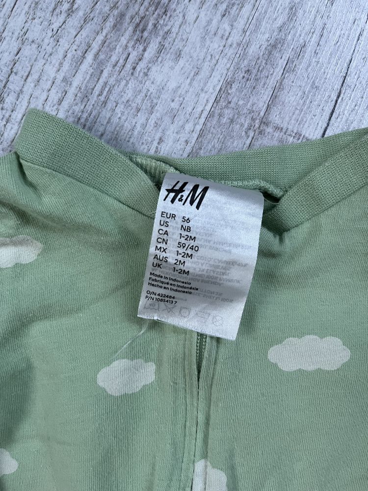 Pajacyk pizamka 56 h&m z suwakiem spiochy bez stopek suwak