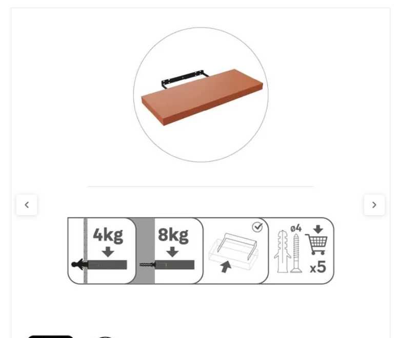 Prateleira de fixação invisível SPACEO TERRACOTTA 60X23.5 38MM