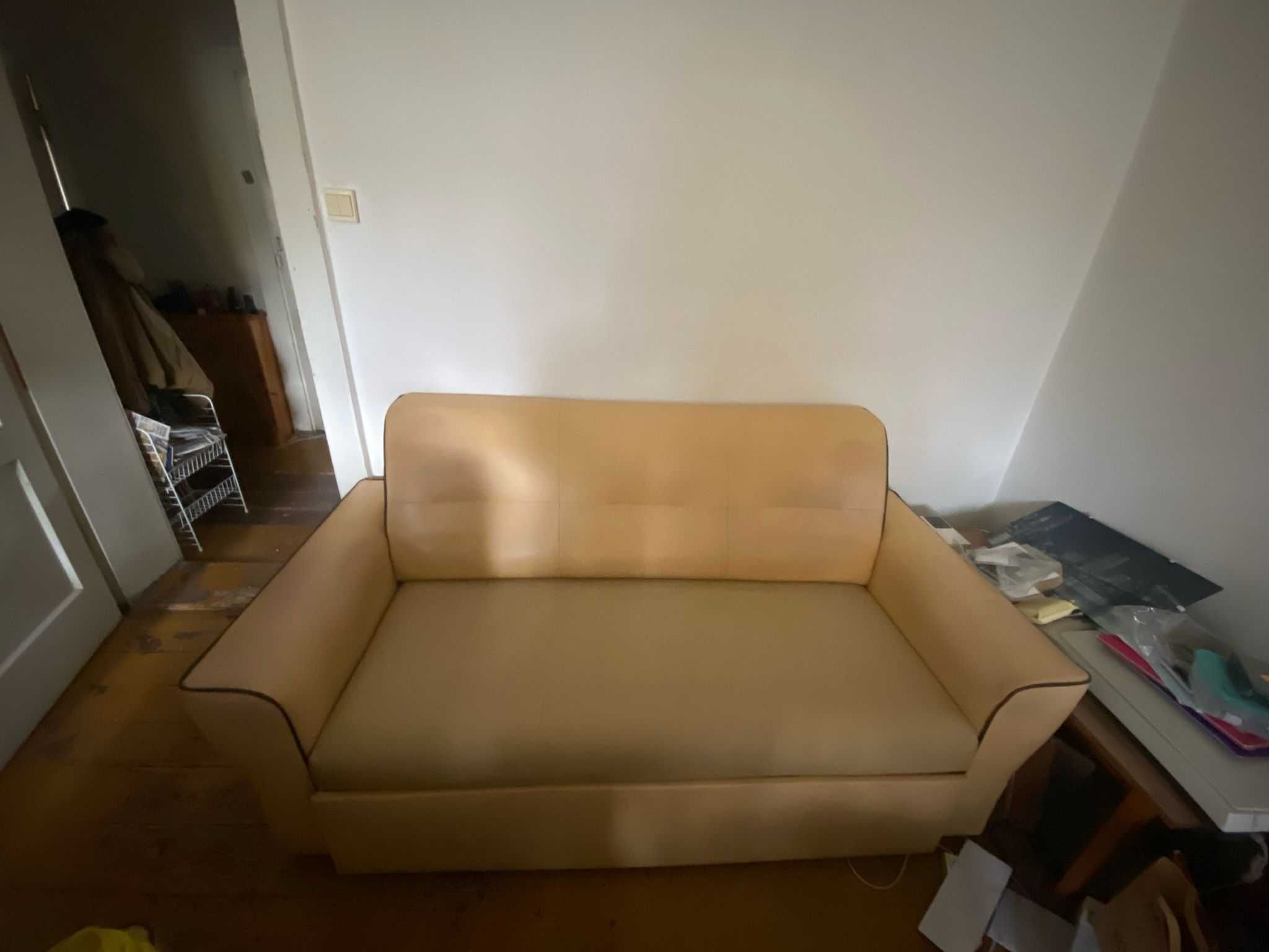 rozkładana skórzana sofa + 2 fotele