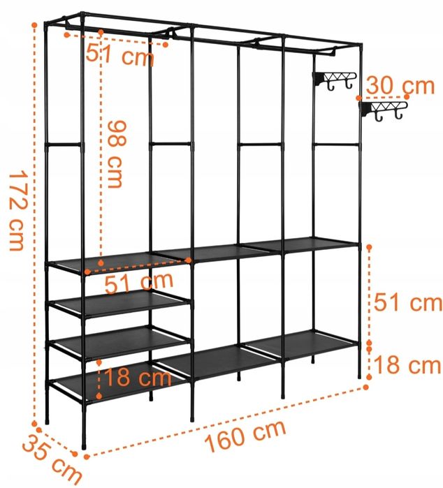 Nowa składana szafa garderoba wieszaki półki tani organizer na ubrania