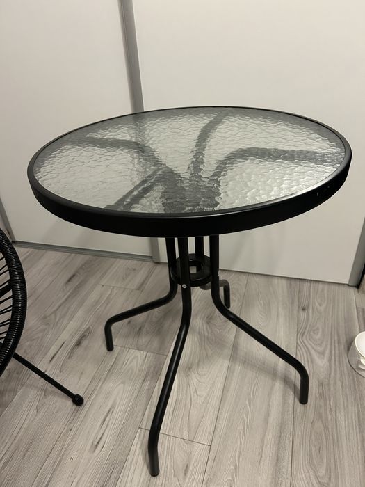 Komplet na taras lub do domu ogrodowy szklany stół i 2 krzesła ratan