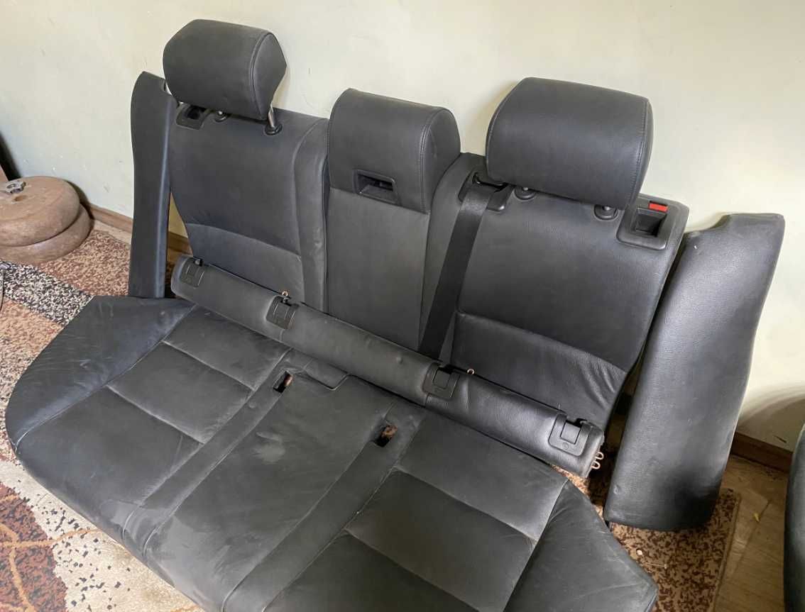 Komplet foteli kanapa czarna skóra elektryczne BMW E61 Touring