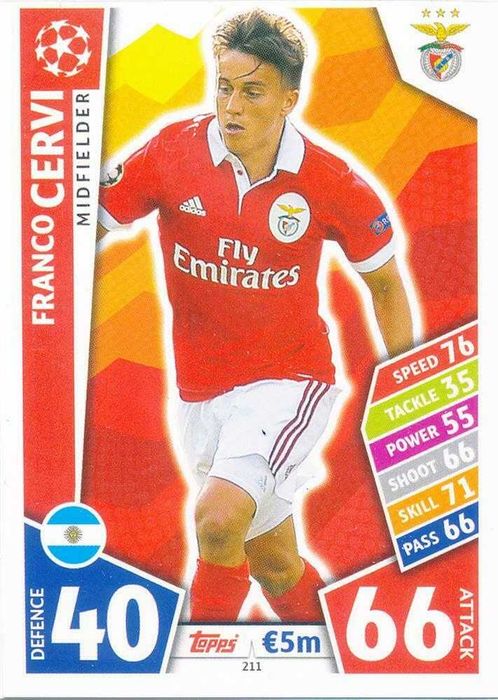 Match Attax Champions League 17/18 - 211-Franco Cervi benfica