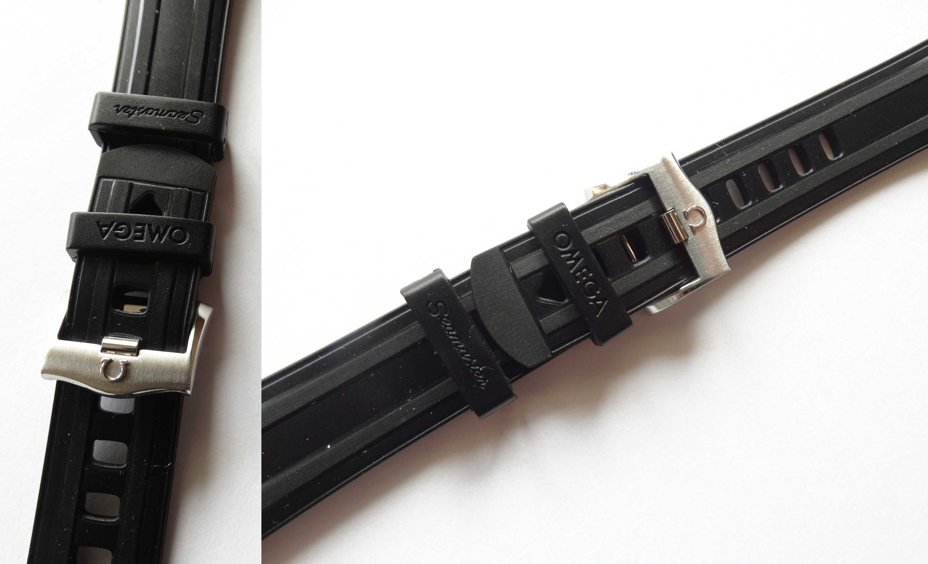 Czarny silikonowy pasek do zegarka Seamaster 20mm gumowy z klamrą