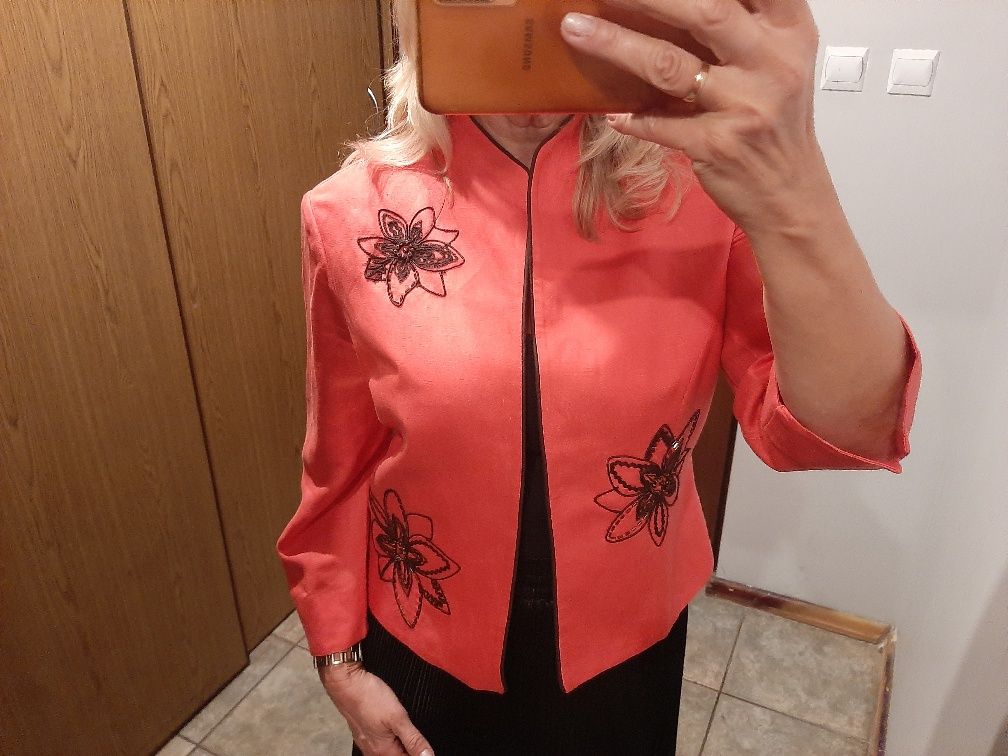 Wytworny żakiet Positive Attitude, rozm.XL, len+ rayon, stan idealny