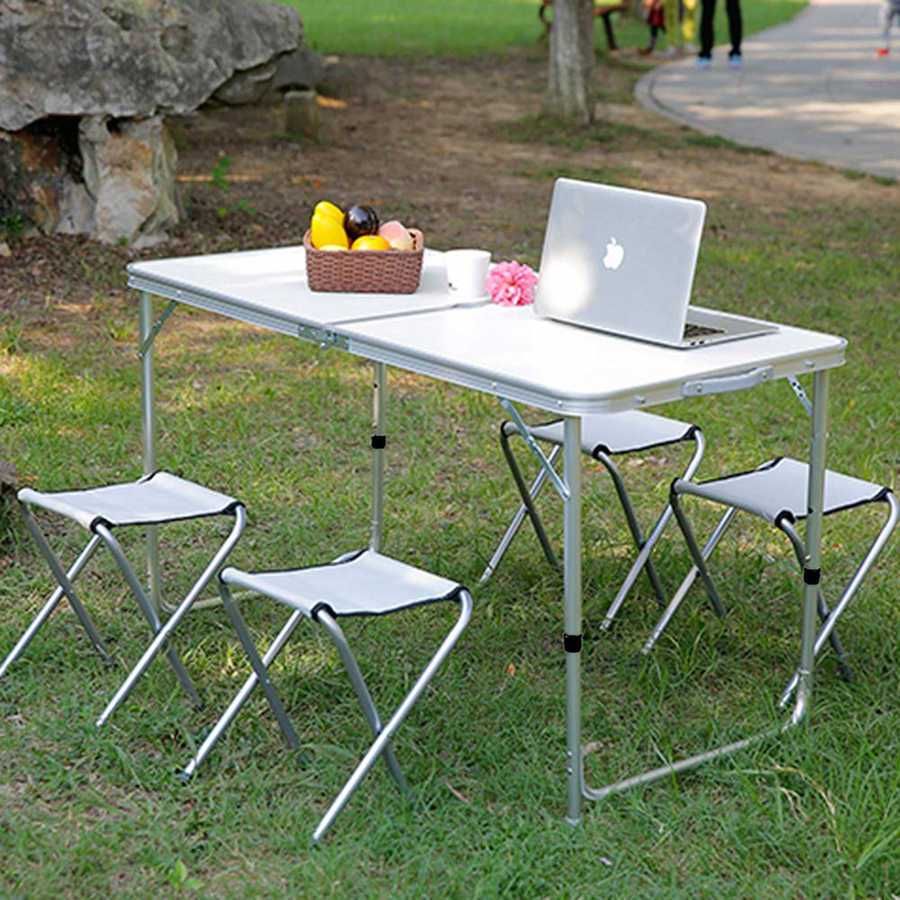 Стол для пикника раскладной с 4 стульями Folding Table белый, есть опт