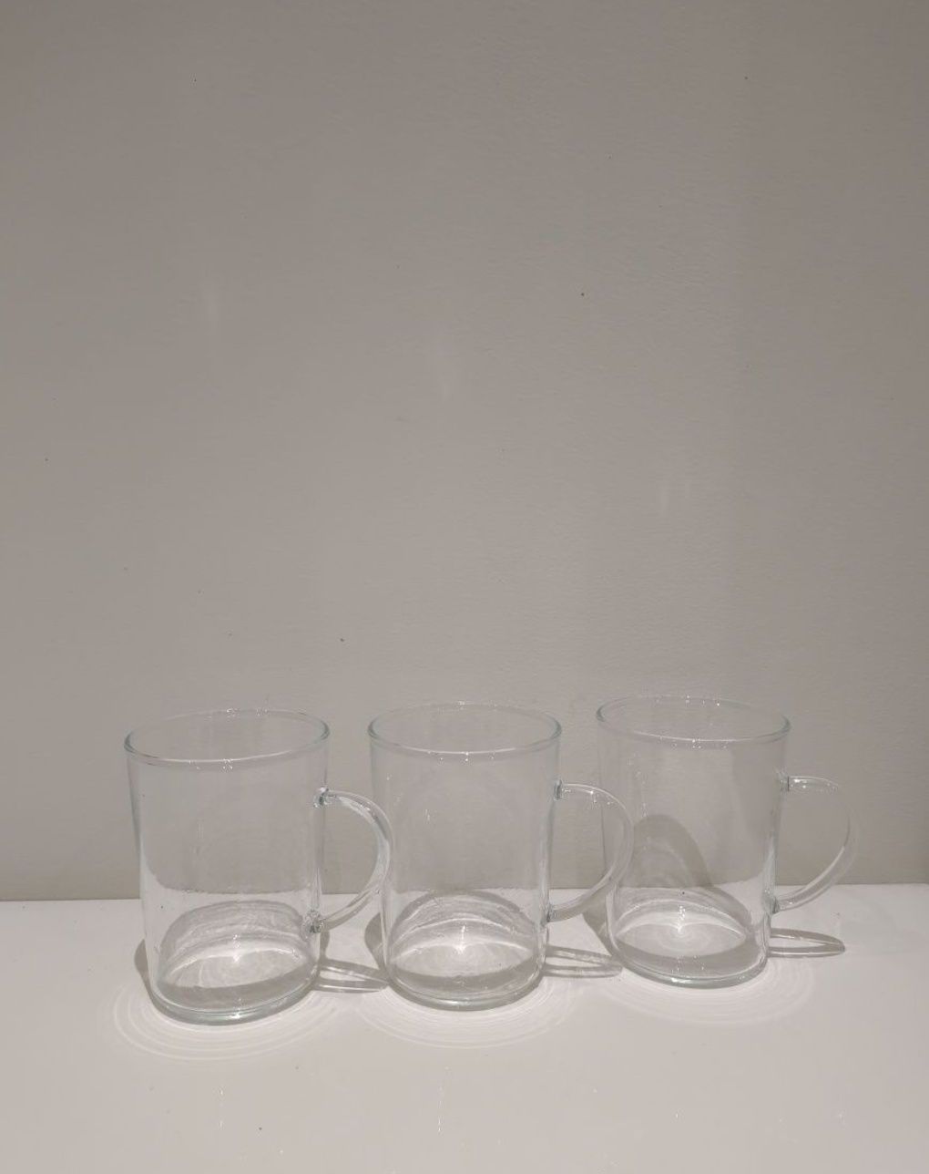 Zestaw 3 przezroczyste szklanki z uchwytem